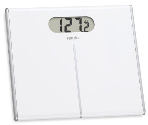 High Gloss Digital Scale 350 lb 12.1" x 11.1" White platform with silver accents