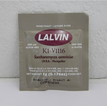 K1V-1116, Lalvin Dry Wine Yeast, 5 g - Each