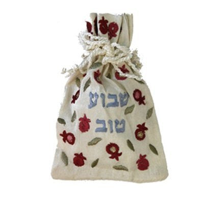 Embroidered Spice Bag - Shavua Tov Pomegranates , 4.5x3 inch (comes with cloves)