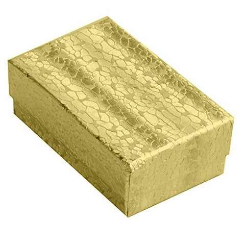 100pcs Paper Cotton Filled Boxes, 2 5/8''W x 1 1/2''D x 1''H - Gold