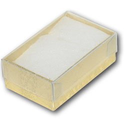 100pcs Paper Cotton Filled Boxes, 2 5/8''W x 1 1/2''D x 1''H - Gold/Silver