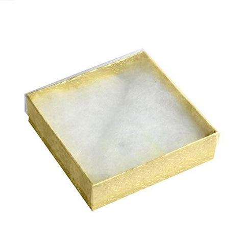 100pcs View-Top Cotton-Filled Box, 3 1/2''W x 3 1/2''D x 1''H - Gold