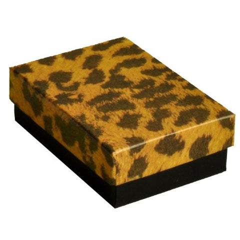 100pcs Paper Cotton Filled Boxes, 3 1/4''W x 2 1/4''D x 1''H - Leopard