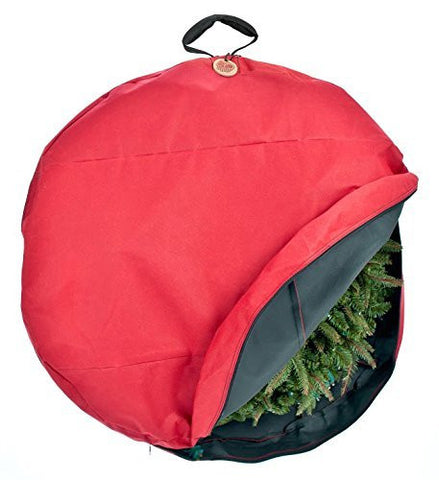 TreeKeeper Santa's Bags Premium Christmas Wreath Storage Bag with Direct-Suspend Handle, 36 Inches