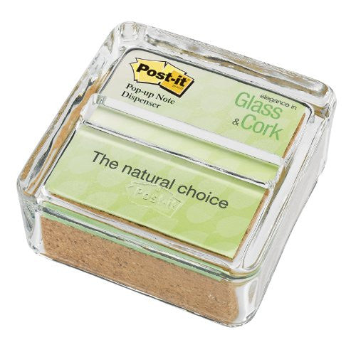 Pop-up Note Dispenser 3 in x 3 in Clear Glass and Cork