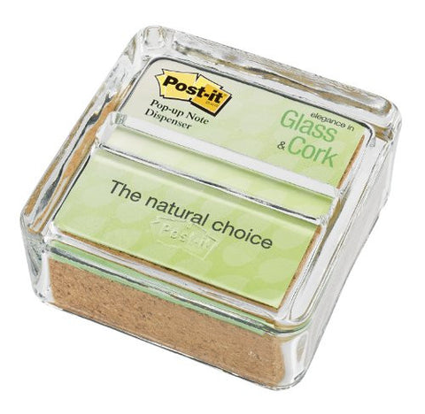Pop-up Note Dispenser 3 in x 3 in Clear Glass and Cork