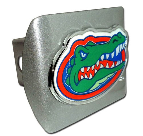 Florida (Gator Head with Color) Brushed Chrome Hitch Cover