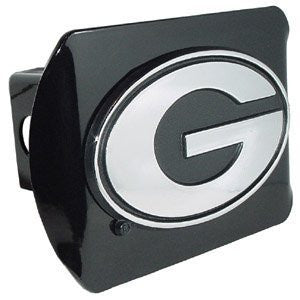 University of Georgia Bulldogs "Black with Chrome G Emblem" NCAA College Sports Metal Trailer Hitch 2 Inch Auto Car Truck Receiver Cover