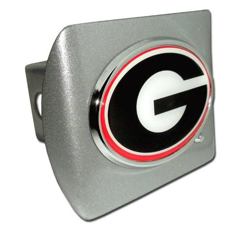 Georgia (“G” with Color) Brushed Chrome Hitch Cover