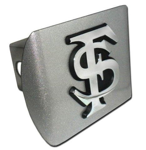Florida State (“FS”) Brushed Chrome Hitch Cover