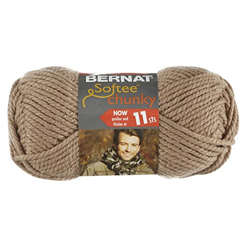 Bernat Softee Chunky Yarn - Solid Soft Taupe 108 Yards 3.5 OZ
