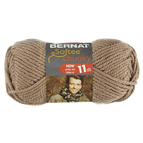 Bernat Softee Chunky Yarn - Solid Soft Taupe 108 Yards 3.5 OZ