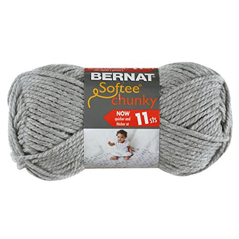 Bernat Softee Chunky Yarn - Solid Grey Heather 108 Yards 3.5 OZ