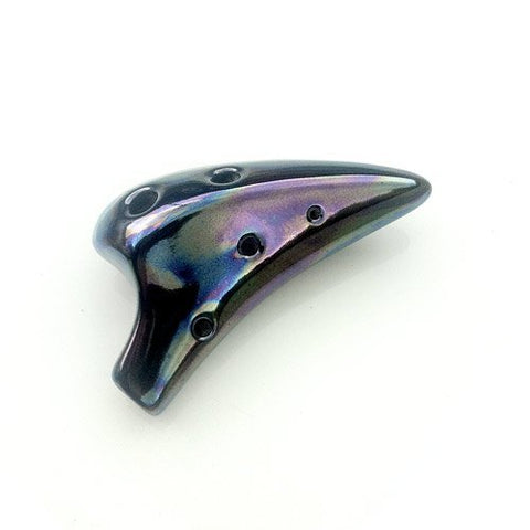 Baby Dragon Tooth 6 Hole Pendant Style Ocarina - Metallic Luster, with Free Songbook and Adjustable Black Necklace