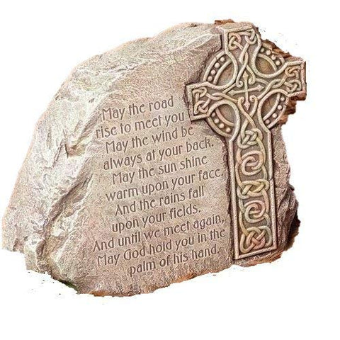 Joseph Studio 8.25" Celtic Cross Garden Stone - Irish Blessing, 8.25"H x 9.25"W x 3.625"D