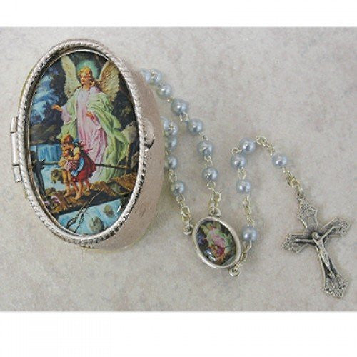 Guard. Angel Blue Rosary W/Box