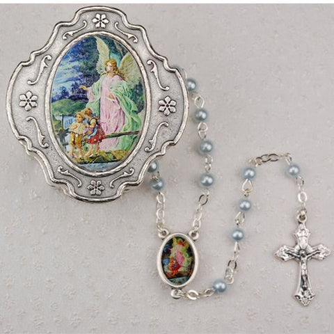 Guard. Angel Blue Rosary W/Box