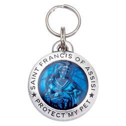 Pewter St. Francis Pet ID Tag - Blue