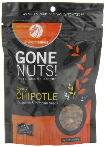 Living Intentions Gone Nuts, Sweet and Spicy Chipotle Pistachios, 3 Ounce