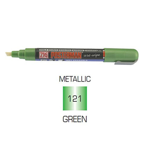 Zig Posterman 6mm Wet Wipe Chalkboard Marker Pen Metallic Green