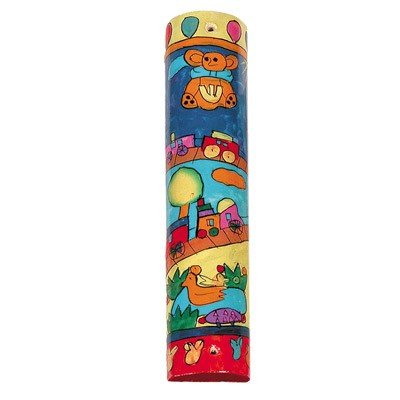 Large Wooden Mezuzah - Toys Design, 6x1.2x0.5 inch