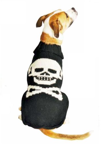 Chilly Dog Black Skull Sweater Small