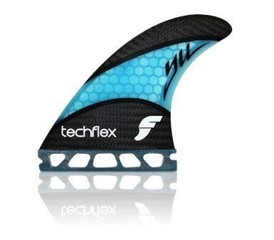 YU Techflex Medium Thruster Fin Set - Cyan