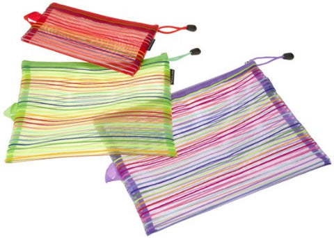 Set of 3 Mesh Pouches- Assorted Color & Size