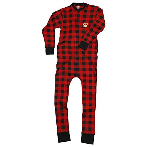 Lazy One Bear Cheeks - 126, Adult Flapjacks, Red - Black Plaid, XS