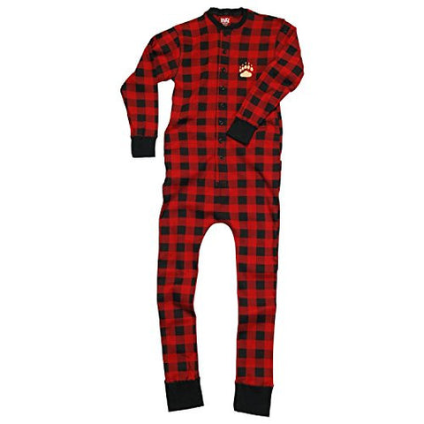 Lazy One Bear Cheeks - 126, Kid Flapjacks, 4T, Red - Black Plaid