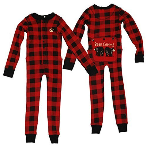 Lazy One Bear Cheeks - 126, Kid Flapjacks, 10, Red Black Plaid
