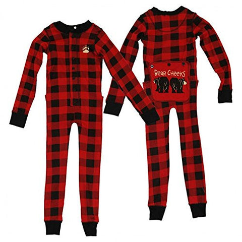 Lazy One Bear Cheeks - 126, Kid Flapjacks, 12, Red - Black Plaid