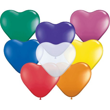 Qualatex 6" Heart Ltx Jewel Asst, 100ct