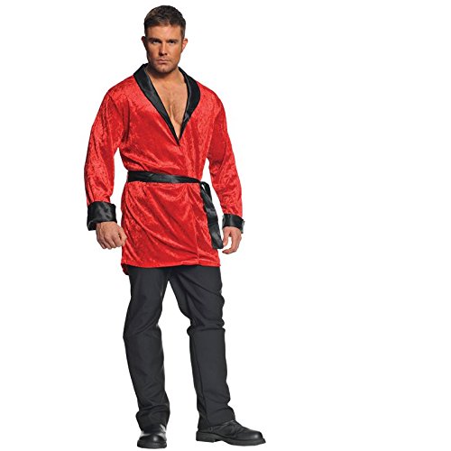 Smoking Jacket. Velvet Coat with Satin Trim, Belt, XXL