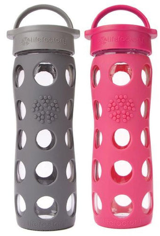 2-Pack Lifefactory 16-Ounce Beverage Bottles- Raspberry and Carbon