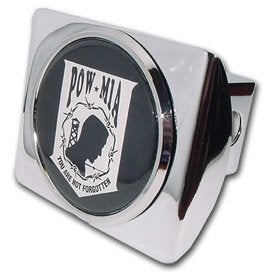 POW / MIA Emblem on Chrome Metal Hitch Cover