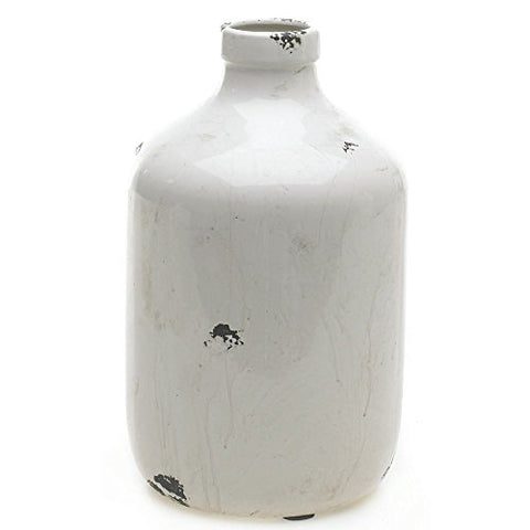 Ceramic Charleston Jug Crackle Vase in Antique White 11.5" Tall x 7" Diameter