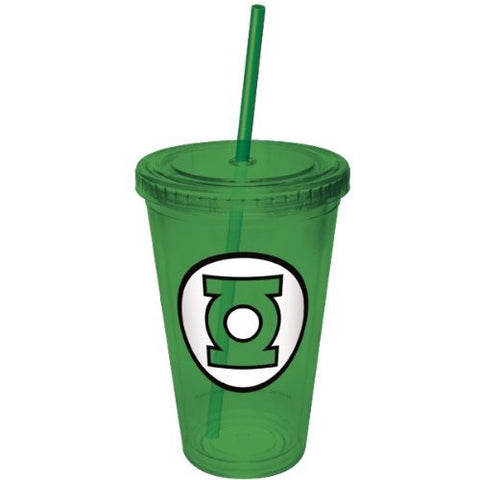 DC Comics Green Lantern Insignia Colored Travel Cup w/ Straw (green)