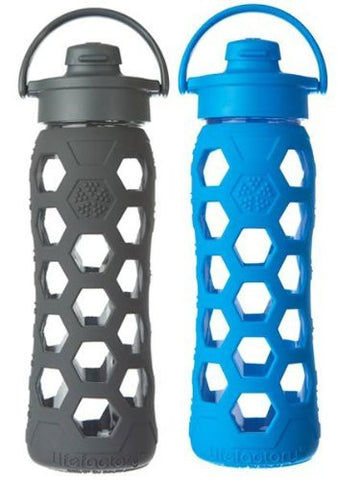 Lifefactory 22 Ounce Flip Cap Glass Beverage Bottles - 2 Pack