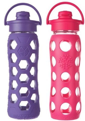 Lifefactory 22 Ounce Flip Cap Glass Beverage Bottles - 2 Pack