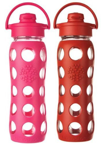 Lifefactory 22 Ounce Flip Cap Glass Beverage Bottles - 2 Pack