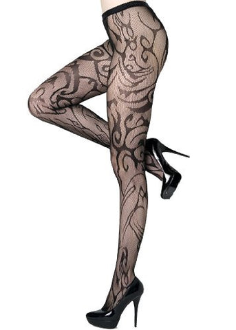 Stella Elyse Women's Blazing Passion Fishnet Pantyhose (Black / Regular)