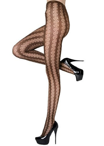 Yelete Striped Coils Colored Fishnet Pantyhose - Coffee
