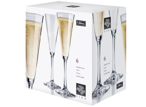 Libbey 89554 6 pc Vina Trumpet Flute Set