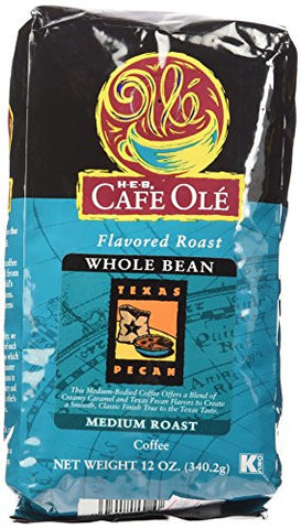 Cafe Ole Whole Bean Texas Pecan Medium Roast Coffee 12oz.