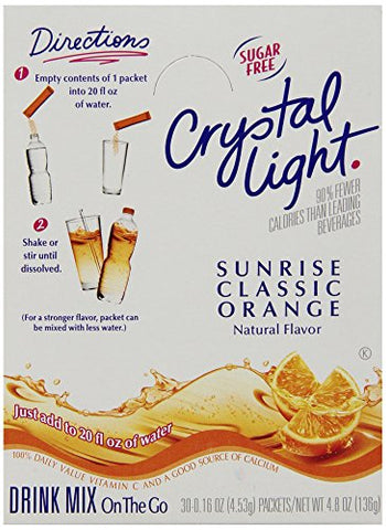 Crystal Light On-the-Go Packets, Orange Sunrise, 30/Bx