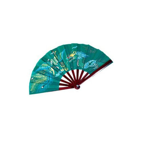 Bamboo Dragon Fighting Fan - Green