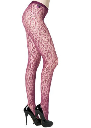 Yelete Illuminated Lights Diamond Link Colored Fishnet Pantyhose - Queen - Wine