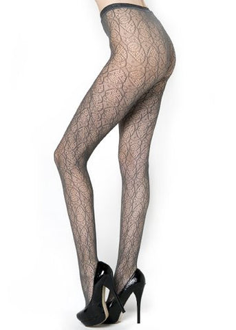 Yelete Spirograph Pattern Colored Fishnet Pantyhose - Queen - Grey