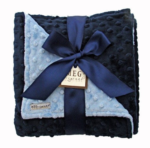 Navy Blue & Baby Blue Minky Dot Blanket